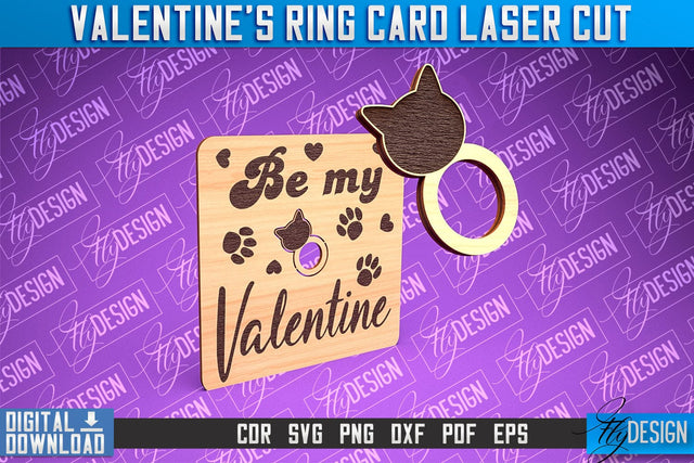 Valentine's Ring Card Laser Cut | Valentine's Day | CNC File SVG Fly Design 