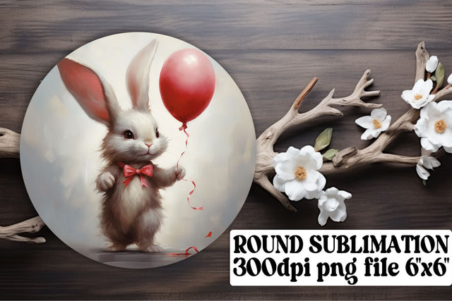 Valentine's Round Ornaments: Adorable Animal Balloons Sublimation afrosvg 