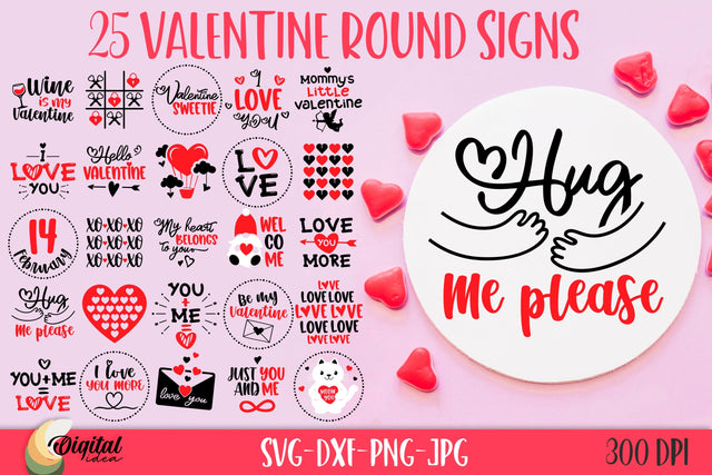 Valentine's Round Signs Bundle SVG. Valentine's Decor SVG Evgenyia Guschina 