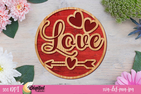Valentines Round Signs SVG Bundle. Valentines Day Signs Laser Cut SVG Evgenyia Guschina 