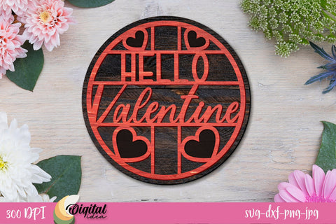 Valentines Round Signs SVG Bundle. Valentines Day Signs Laser Cut SVG Evgenyia Guschina 