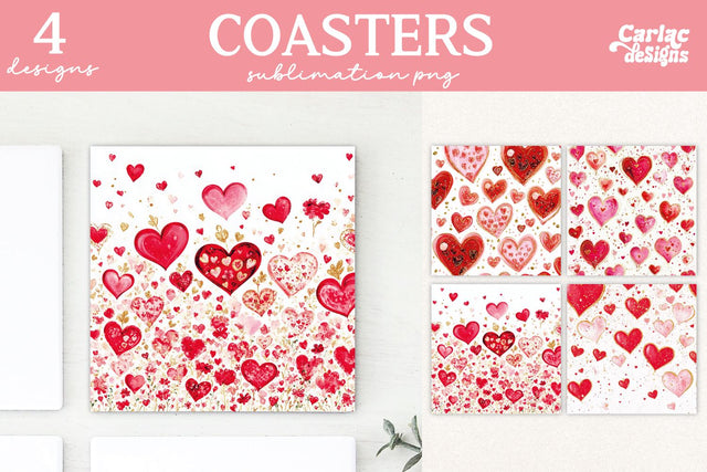Valentines Square Coaster Sublimation Designs Sublimation Carla C Designs 