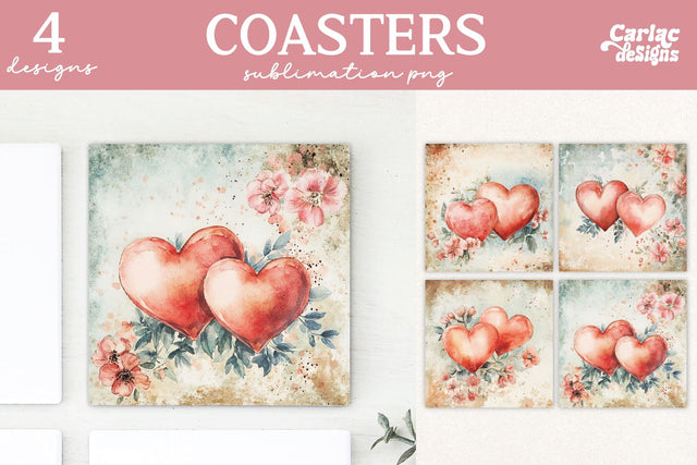 Valentines Square Coaster Sublimation Designs Sublimation Carla C Designs 