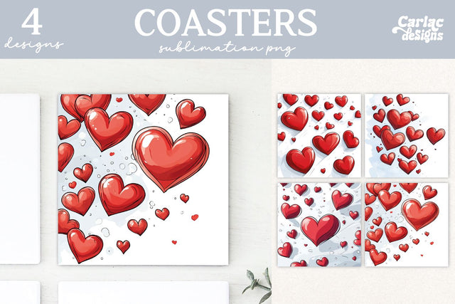 Valentines Square Coaster Sublimation Designs Sublimation Carla C Designs 