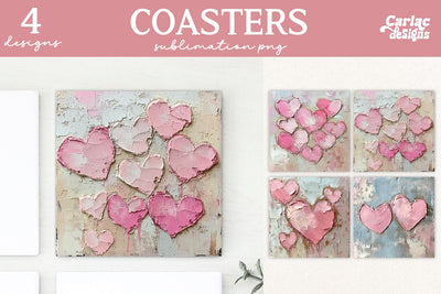 Valentines Square Coaster Sublimation Designs Sublimation Carla C Designs 