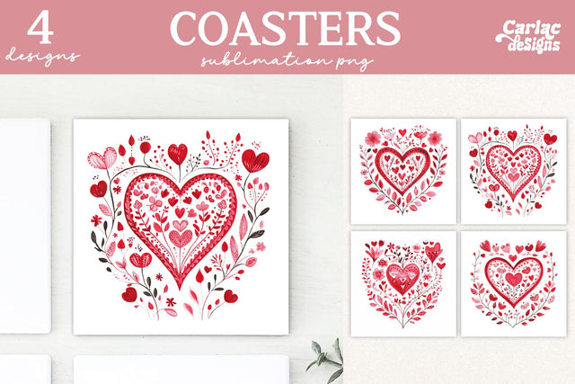 Valentines Square Coaster Sublimation Designs Sublimation Carla C Designs 