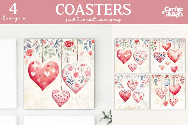 Valentines Square Coaster Sublimation Designs Sublimation Carla C Designs 