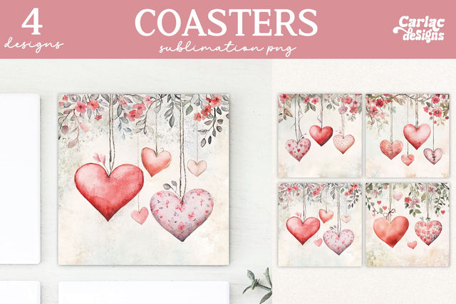 Valentines Square Coaster Sublimation Designs Sublimation Carla C Designs 