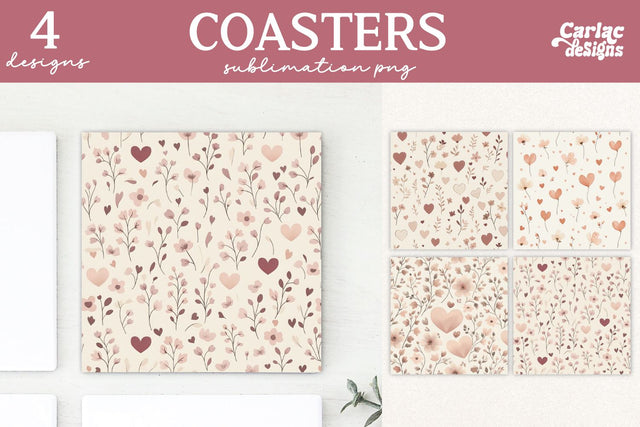 Valentines Square Coaster Sublimation Designs Sublimation Carla C Designs 