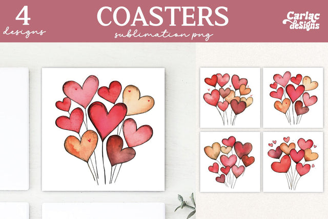 Valentines Square Coaster Sublimation Designs Sublimation Carla C Designs 