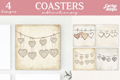 Valentines Square Coaster Sublimation Designs Sublimation Carla C Designs 