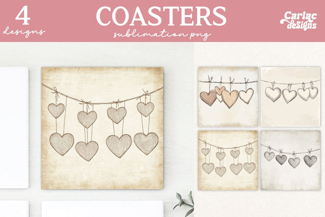 Valentines Square Coaster Sublimation Designs Sublimation Carla C Designs 