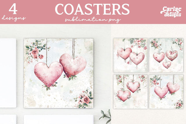 Valentines Square Coaster Sublimation Designs Sublimation Carla C Designs 