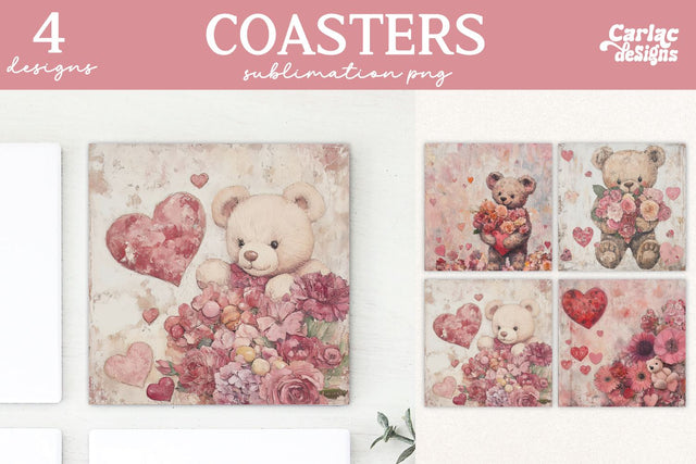 Valentines Square Coaster Sublimation Designs Sublimation Carla C Designs 