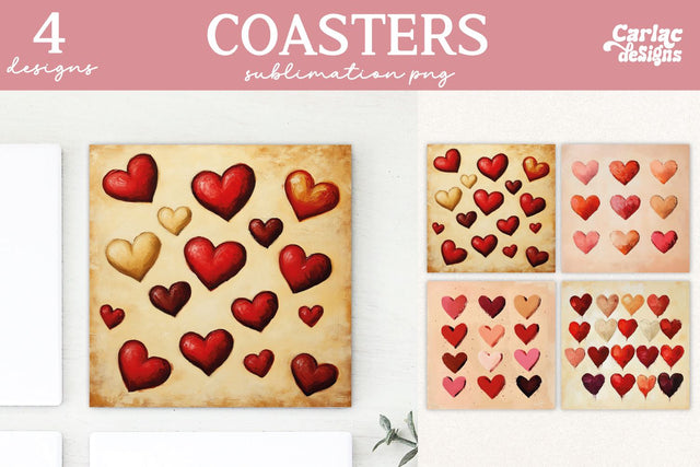 Valentines Square Coaster Sublimation Designs Sublimation Carla C Designs 