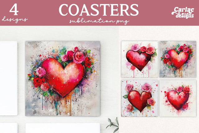Valentines Square Coaster Sublimation Designs Sublimation Carla C Designs 