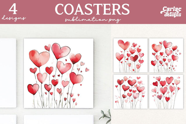 Valentines Square Coaster Sublimation Designs Sublimation Carla C Designs 