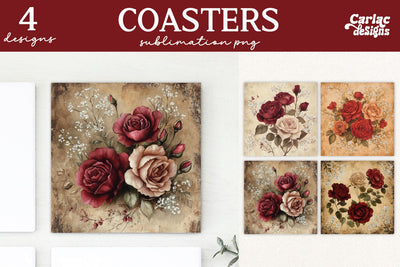 Valentines Square Coaster Sublimation Designs Sublimation Carla C Designs 
