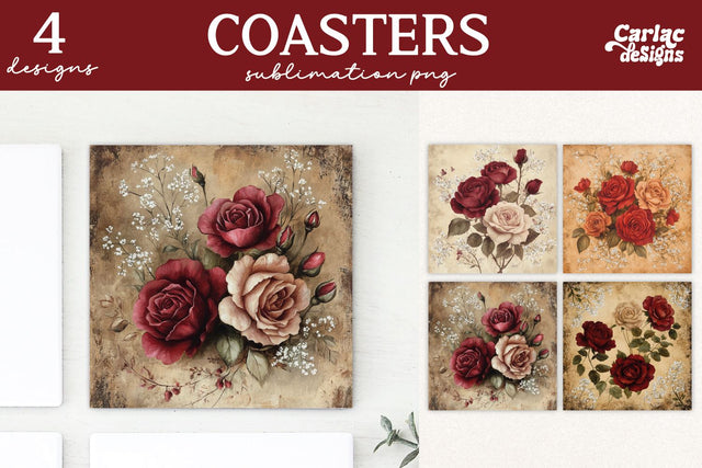 Valentines Square Coaster Sublimation Designs Sublimation Carla C Designs 