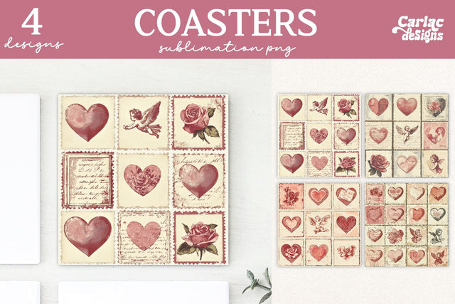 Valentines Square Coaster Sublimation Designs Sublimation Carla C Designs 