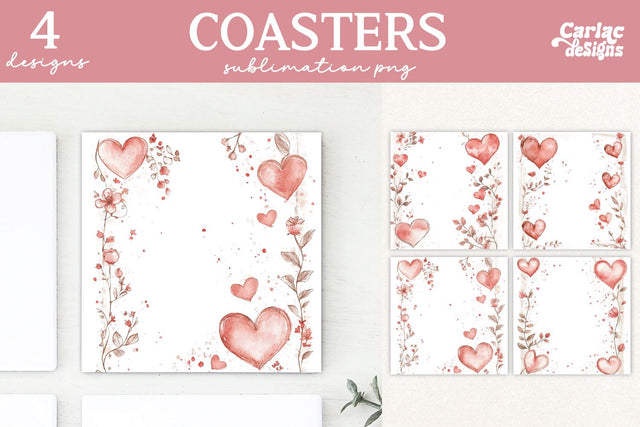 Valentines Square Coaster Sublimation Designs Sublimation Carla C Designs 
