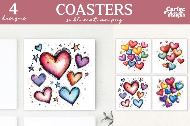 Valentines Square Coaster Sublimation Designs Sublimation Carla C Designs 
