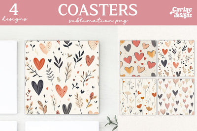 Valentines Square Coaster Sublimation Designs Sublimation Carla C Designs 