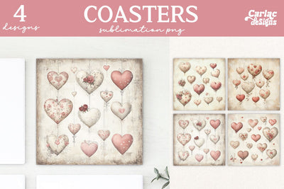 Valentines Square Coaster Sublimation Designs Sublimation Carla C Designs 