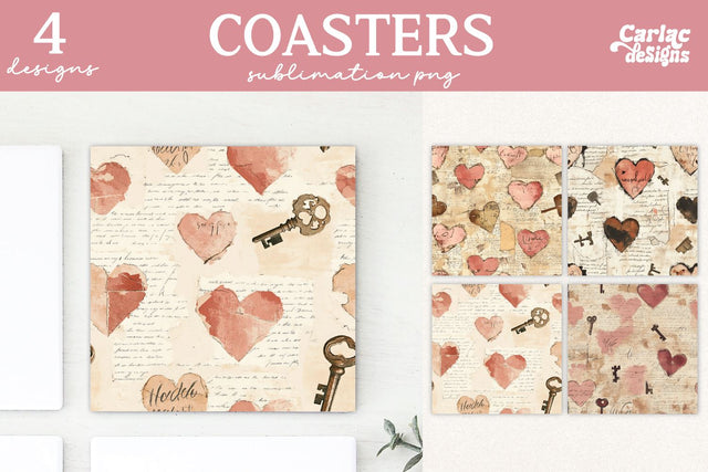 Valentines Square Coaster Sublimation Designs Sublimation Carla C Designs 