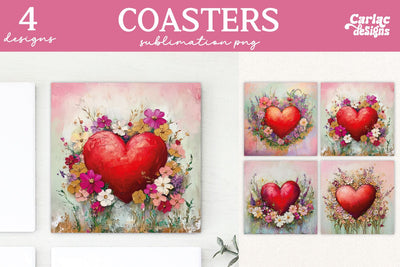 Valentines Square Coaster Sublimation Designs Sublimation Carla C Designs 