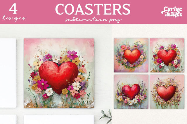 Valentines Square Coaster Sublimation Designs Sublimation Carla C Designs 