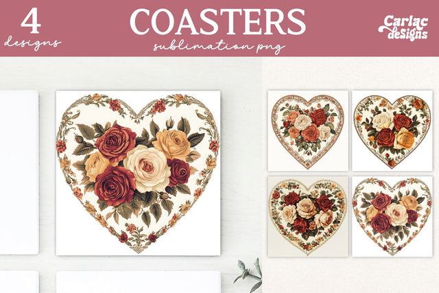 Valentines Square Coaster Sublimation Designs Sublimation Carla C Designs 