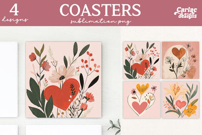 Valentines Square Coaster Sublimation Designs Sublimation Carla C Designs 