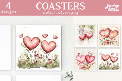 Valentines Square Coaster Sublimation Designs Sublimation Carla C Designs 