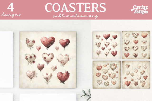 Valentines Square Coaster Sublimation Designs Sublimation Carla C Designs 