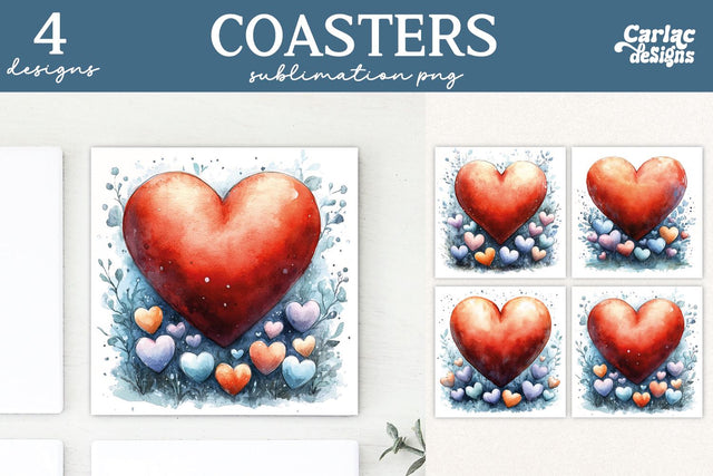Valentines Square Coaster Sublimation Designs Sublimation Carla C Designs 