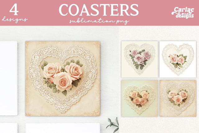 Valentines Square Coaster Sublimation Designs Sublimation Carla C Designs 