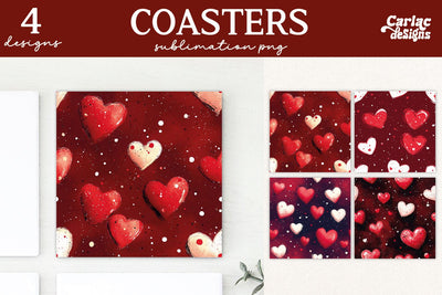 Valentines Square Coaster Sublimation Designs Sublimation Carla C Designs 