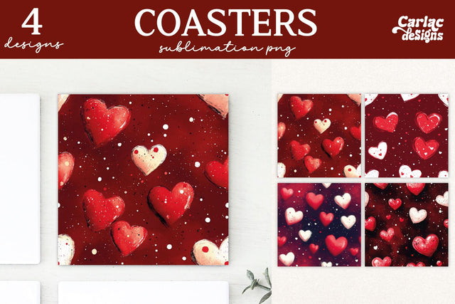 Valentines Square Coaster Sublimation Designs Sublimation Carla C Designs 