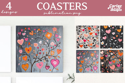 Valentines Square Coaster Sublimation Designs Sublimation Carla C Designs 