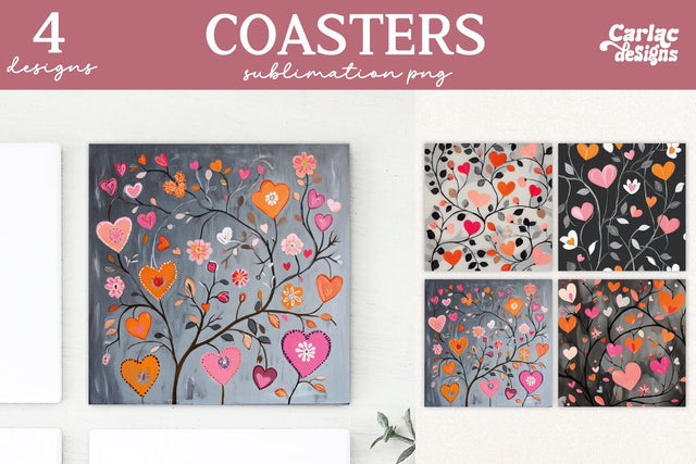 Valentines Square Coaster Sublimation Designs Sublimation Carla C Designs 