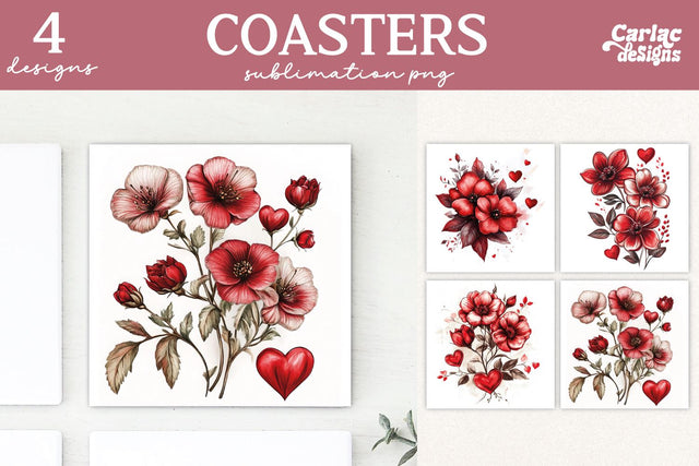 Valentines Square Coaster Sublimation Designs Sublimation Carla C Designs 