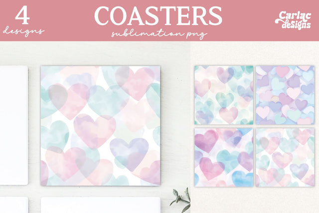 Valentines Square Coaster Sublimation Designs Sublimation Carla C Designs 