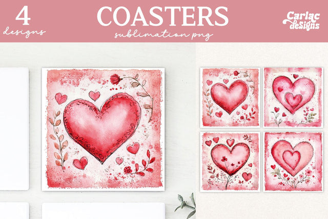 Valentines Square Coaster Sublimation Designs Sublimation Carla C Designs 