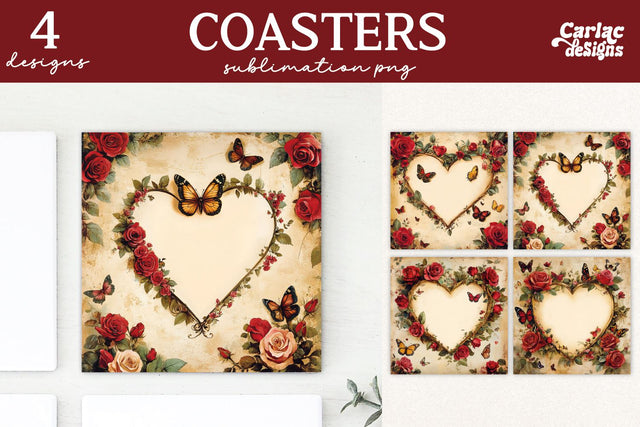 Valentines Square Coaster Sublimation Designs Sublimation Carla C Designs 