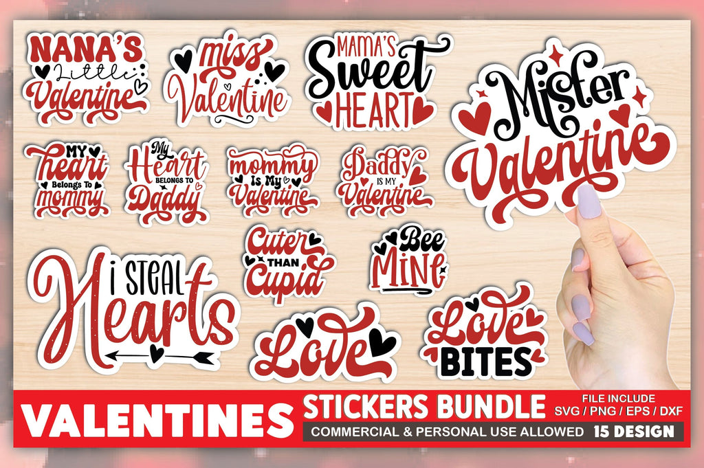 Valentines Sticker Bundle - So Fontsy