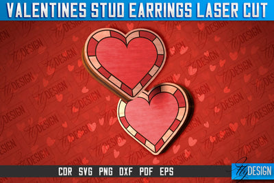 Valentines Stud Earrings Laser Cut SVG | Accessories Laser Cut SVG Design | CNC Files SVG Fly Design 