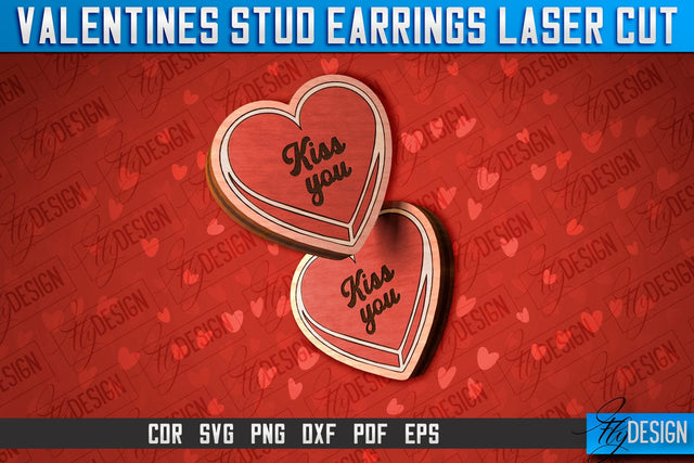 Valentines Stud Earrings Laser Cut SVG | Accessories Laser Cut SVG SVG Fly Design 