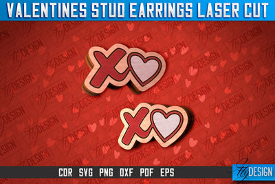 Valentines Stud Earrings Laser Cut SVG | Accessories Laser Cut SVG SVG Fly Design 