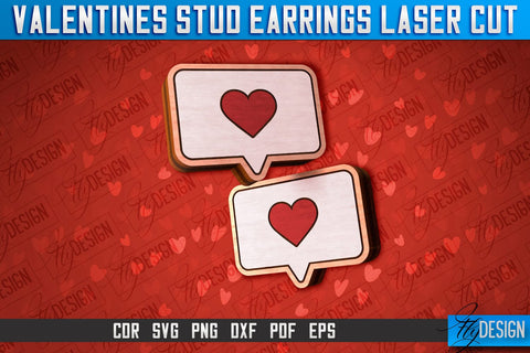 Valentines Stud Earrings Laser Cut SVG | Accessories Laser Cut SVG SVG Fly Design 